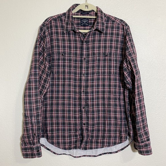 Lucky Brand Other - Lucky Brand Mens Shirt Size Large Classic Fit Plaid Black Red Button Front